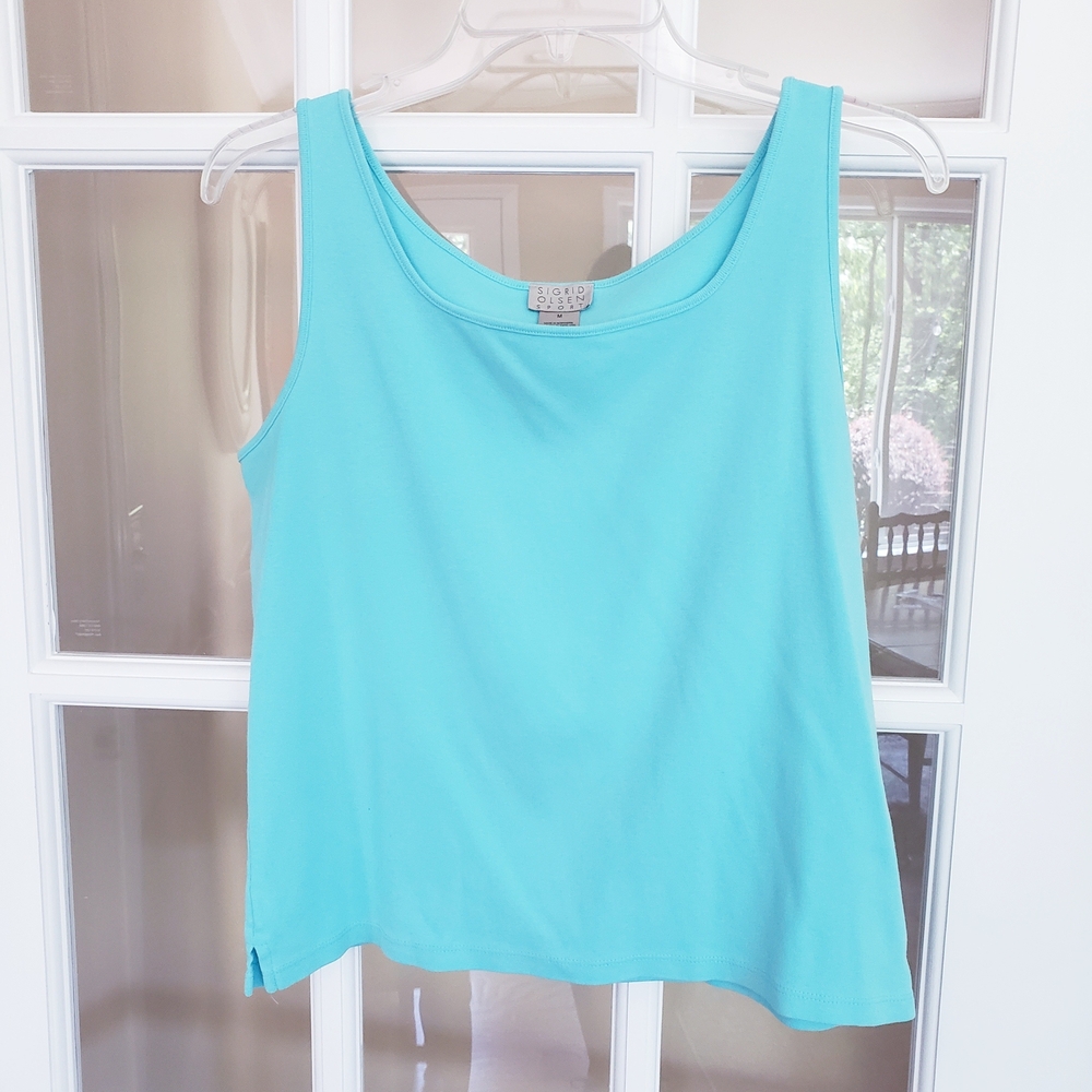 Sigrid Olsen Aqua Scoop Neck Tank Size: M